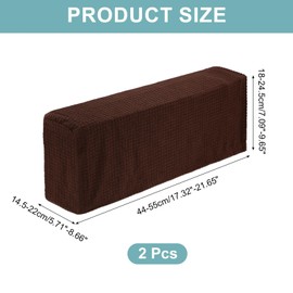 uxcell 2 Pcs Stretch Armrest Covers, Polyester Couch Armchair Cover Water Resistant Plaid Chair Arm Rest Slipcovers for Sofa Recliner, Dark Brown