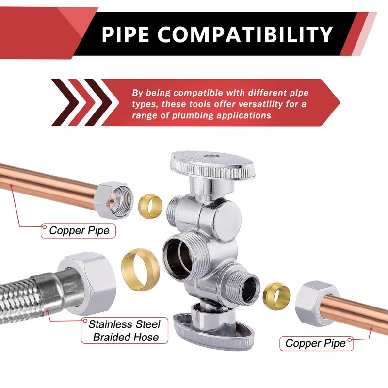 EFIELD 1/4-Turn Dual Compression Outlet Angle Stop Valve with 2