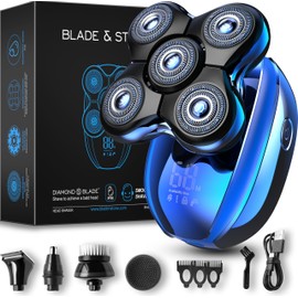 Blade & Stone® Head Shaver for Men HS505-BB | Diamond-S-Blade® | MIMO Net Technology for Superior Skin Comfort | 8500 RPM Durable Motor, USB-C Rechargeable - Big Blue