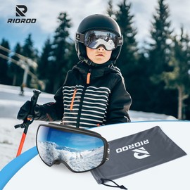 RIOROO Kids Ski Goggles- Skiing Goggles Kids 3-14 Years Compatible with OTG Over Helmet for Boys Girls, Anti-fog 100% UV Protection, Anti-glare Ski Goggles, for Skiing Snowboarding other Winter Sports