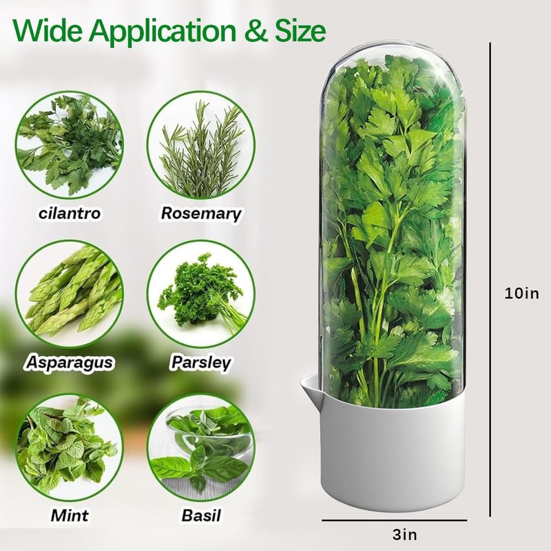 jioko 2 Pack Herb Keeper for Refrigerator, Clear BPA-Free Fresh