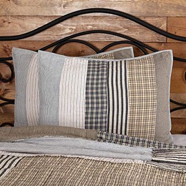 VHC Brands Farmhouse Bedding - Ashmont Grey Sham, Standard 21x27