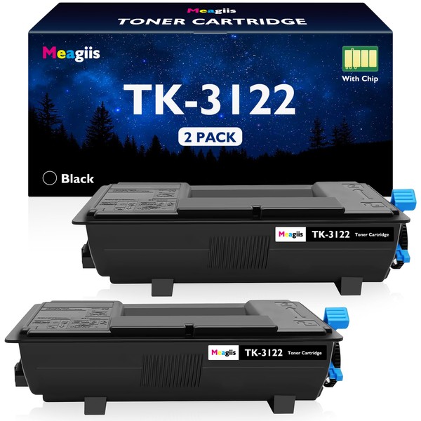 Meagiis Compatible TK-3122 TK3122 Black Toner Cartridge 2-Pack Replacement for