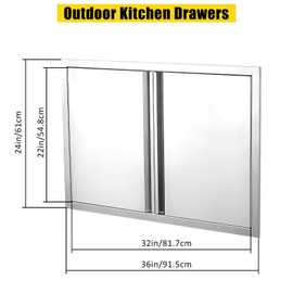 Garveetech 28" W X 19" H Double BBQ Access Door, 304 Brushed Stainless Steel BBQ Island Doors for Outdoor Kitchen Outdoor Cabinet Barbeque Grill or BBQ Island