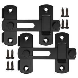 2pcs 180° Degree Flip Sliding Barn Door Locks and Latches, Sliding Barn Door Locks, Black Gate Latch Bolt Buckle Lock for Barn Door, Pet Door, Bathroom, Garage, Window, Sliding Door Lock