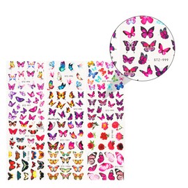 Healeved 30pcs Water Transfer Nail Stickers Classic Butterflies Nail Art Decals for DIY Nail Decorati