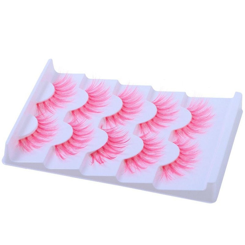 5 Pairs White False Eyelashes, Cosplay Eyelashes, 3D Multilayer Anime