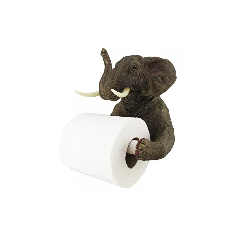 Ebros Pachyderm Servant Safari Elephant Holding Toilet Tissue Paper Holder