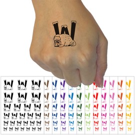 Animal Alphabet Letter W for Walrus Temporary Tattoo Water Resistant Fake Body Art Set Collection - Orange (One Sheet)