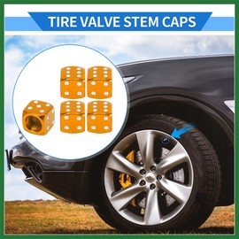 Motoforti 5 Pcs Tire Valve Stem Caps, 12x12MM Car Wheel Valve Cap Universal for Car Bike Anti Crash Aluminum Alloy Gold Tone Tyre Valve Stem Cover Valve Dust Cap Tire Valve Cap Long-lasting