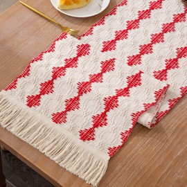KadyHoom Red Burlap Table Runner for Christmas, Boho Table Runner 72 Inches, Coffee Table Runner for Farmhouse Decor, Table Runner for Christmas Holiday/Wedding/Party/Farmhouse/Kitchen/Dining Decor