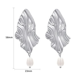Vissen Baroque Pearls Gold-Plated / Silver Pendant Earrings Women's Hypoallergenic Nickel-Free Fashion Jewellery Earrings, Stainless Steel