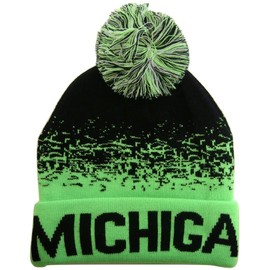 Michigan Men's Digital Fade Soft Fabric Winter Knit Hats (Black/Green)