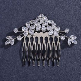 Missgrace Bridal Rhinestones Hair Comb Sparkling Dainty Rhinestones Headpiece for Women Flower Elegant Hair Comb Hair Accessoires for Bride