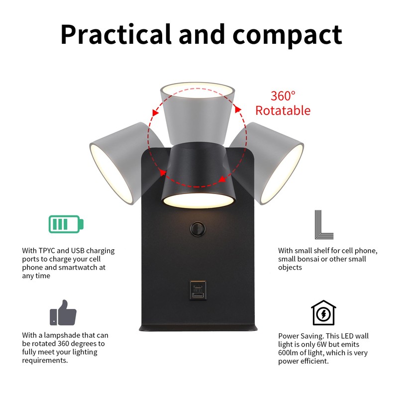 DEC LUCE DECOLUCE LIGHTING Modern LED Plug in Wall Sconce,