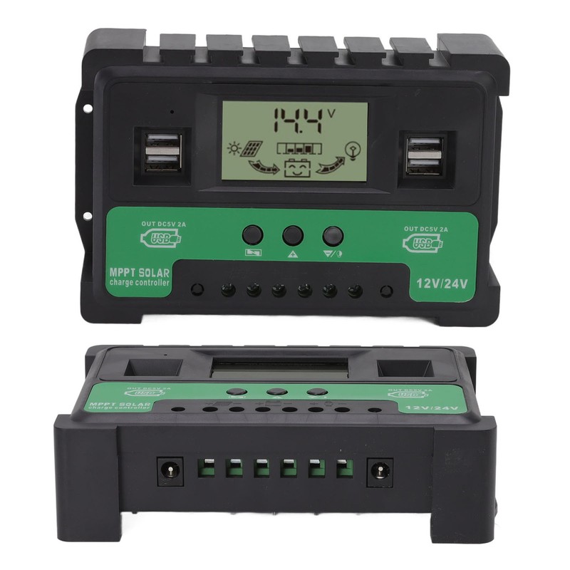 Solar Controller 12V 24V Charge Discharge PV Regulator LCD Display