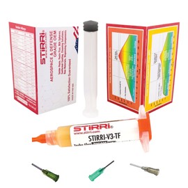 STIRRI-V3-TF no-clean universal soldering tacky paste flux (ROL0) - 5g clear syringe kit – for next generation BGA and hot air rework SMD assemblies - REACH-compliant solder flux with sweet scent