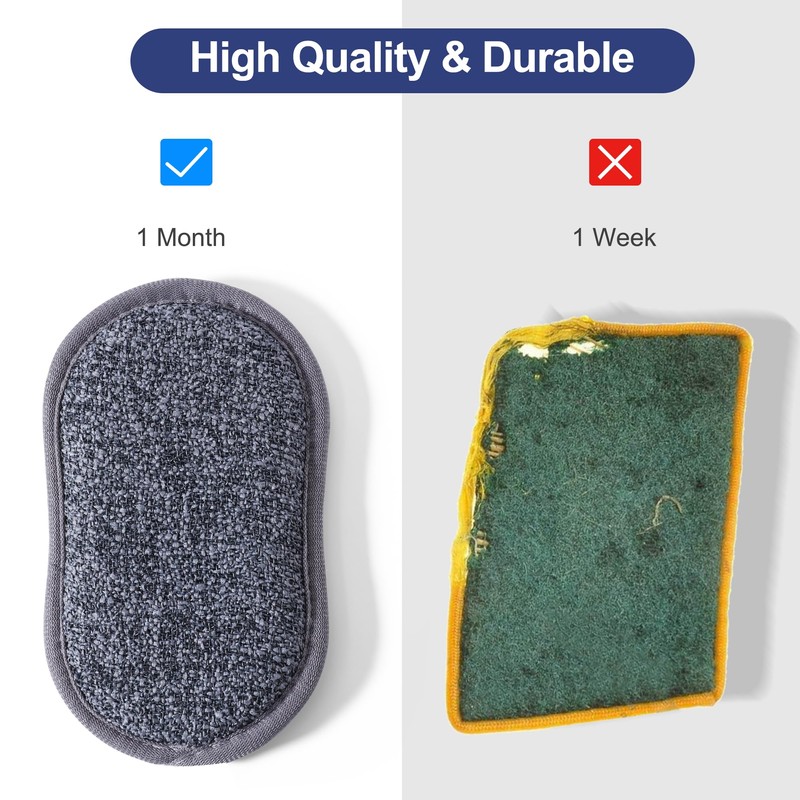 6 Pack Multi-Purpose Sponges Kitchen, Dual-Sided Microfiber Dish Sponges 3