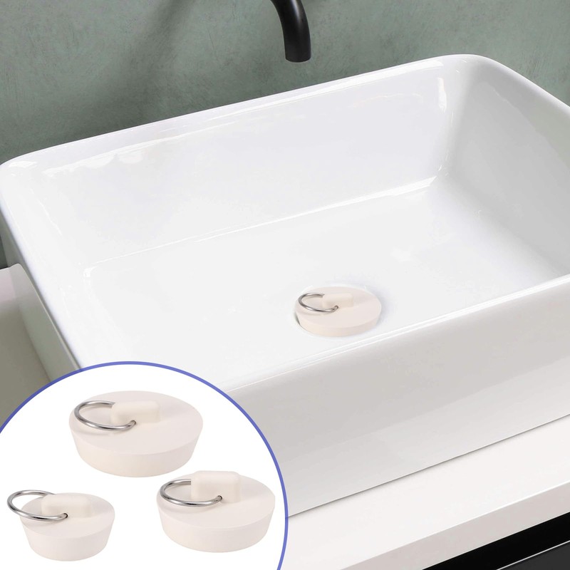 BOXOB 3pcs 3 Sizes Sink Drain Stoppers, Rubber Sink Plugs