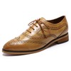 Mona flying Womens Leather Perforated Lace-up Oxfords Brogue Wingtip Derby
