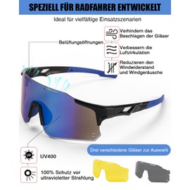 Winyoher Quick Glasses Men's Windproof Sports Sunglasses Women's UV400 Protection Cycling Glasses Ultralight Rimless Sports Glasses with 3 Interchangeable Lenses for Cycling MTB Fishing Bicycle