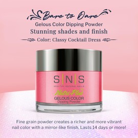 SNS Nail Dip Powder, Gelous Color Dipping Powder - Classy Cocktail Dress (Pink, Shimmer) - Long-Lasting Acrylic Nail Color & Polish Lasts 14 Days - Low-Odor & No UV Lamp Required - 1.5 Oz