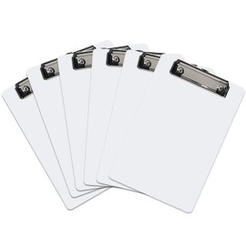 Hongri Plastic Small Clipboard, White Memo Size Clip Board for Students, Kid, Women, Home, Low Profile Clip, Mini Size 6 x 9 in, Office Supplies & School Supplies(Pack of 6)