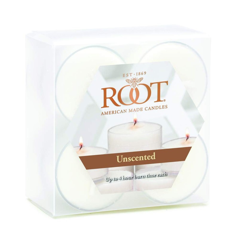Root Candles 131015 Unscented Beeswax Blend Tealight Candles in Clear
