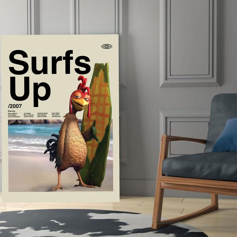 Surfs Up Chicken Joe Print, Premium Artwork Film Poster, Wall