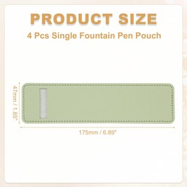 PATIKIL 7 Inch Pen Sleeve Case, 4Pcs PU Leather Pen Pouch Single Fountain Pouch Protective Cover Holder for Office Ballpoint Pencils Touch, Matcha