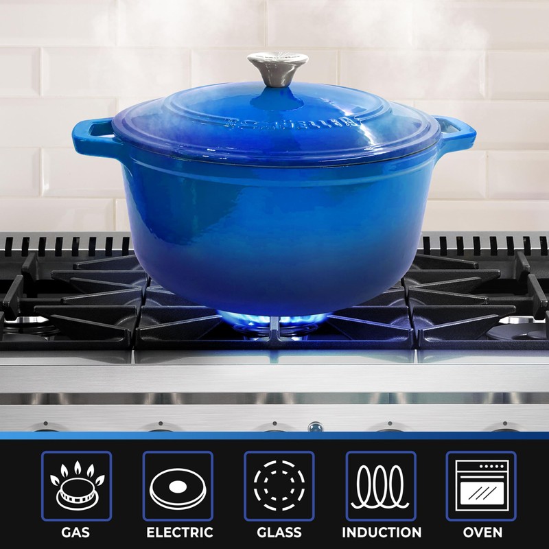 MUELLER HOME 4.5 QT Enameled Cast Iron Dutch Oven, Heavy-Duty
