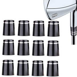 Aliennana Golf Iron Ferrules .370 12 Pack Re-Shaft Golf Ferrule for Taper Tip Iron Wedge Black/Double Chrome Ring ID:0.370" OD:0.540" Length:0.750" (Single Chrome Ring)