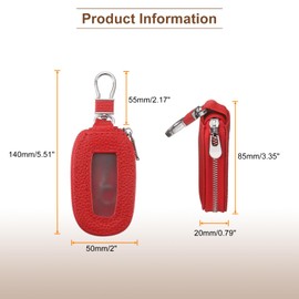 HARFINGTON 2Pcs Universal Premium Car Key Fob Case Genuine Leather Key Fob Protector Cover Smart Key Fob Holder for Remote Key Fob, Red