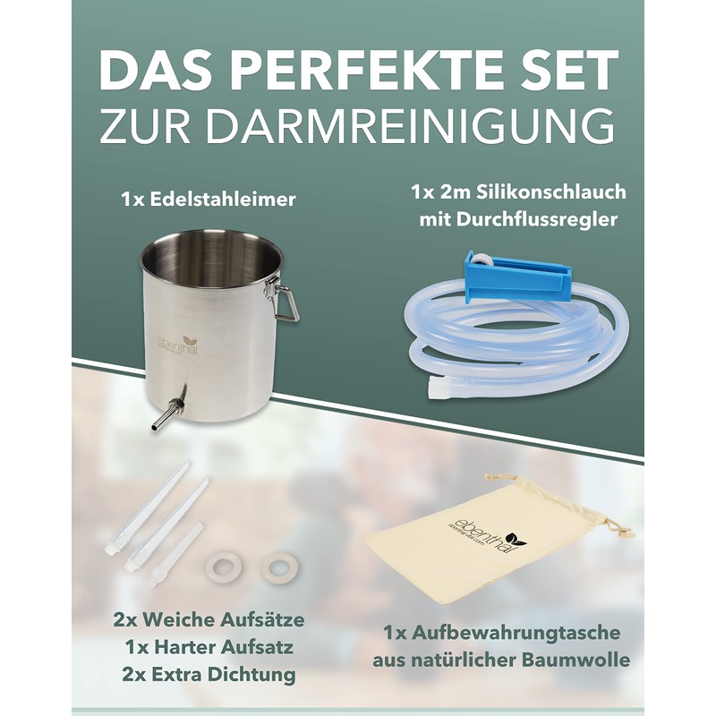 EBENTHAL VITAL® 2L Premium Stainless Steel Enema Set for Bowel