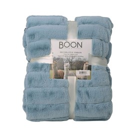 HNU 1 Pc Luxurious Casual Arona Blue 60x80 Weighted Blanket, Modern Style Gorgeous Solid Color Stripe Pattern Mink Throw Blanket All Seasons Contemporary Faux Fur Soft Blanket Animal-Friendly