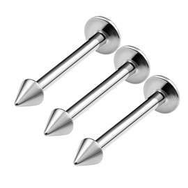KJM Fashion Madonna Surgical Steel Lip Earrings 1.6 mm 14 g Pack of 3, Metal Stainless Steel