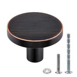 WEAVERBIRD 4 Pack Round Cabinet Knobs Brushed Oil Rubbed Bronze, Zinc Alloy Dresser Drawer Knobs, Kitchen Cabinet Hardware Cupboard Knob, Bedroom Knobs, Bathroom Closet Knob