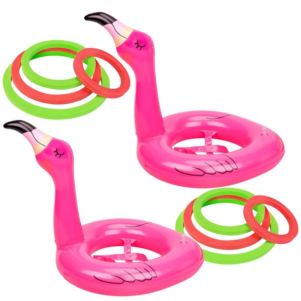 90shine 2 PCS Flamingo Inflatable Ring Toss Game - Pool Party Toys Supplies Luau Decorations