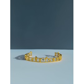 Nirbhau Nirvair 18kt Gold Plated SIkh Kada Bracelet For Women And Men With Evil Spirits Eye Sikh Wording Sikhism Wrist Band Sikh Kada Fashion Accessory Kara Unisex Punjabi Fashion Accessory One Size Adjustable