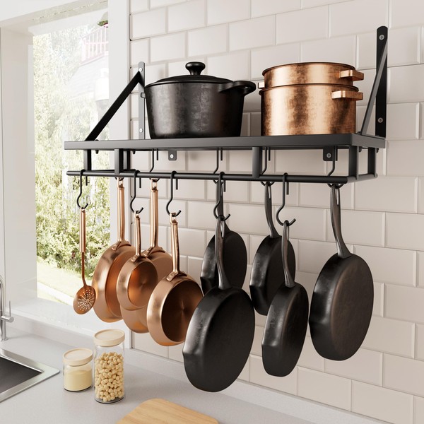 KES 24 Inch Kitchen Pot Pan Rack Wall Mounted Hanging