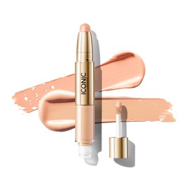 ICONIC LONDON Radiant Concealer & Brightening Duo | Creamy Liquid + Brightening Crayon Dual Ended Concealer, Cruelty Free, Vegan Makeup (Cool Fair) 0.08 oz