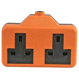 Mr. Gadget's Solutions® 2 Gang Rubber Extension Socket, Nylon Extension Socket 13 Amp 2 Way - Orange -BS1363/A.