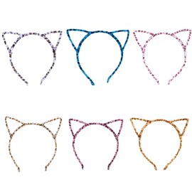 BORFUE 6pcs Cat Ears Headband Cute Leopard Print Animal Ear Headband Leopard Ears Adult Cosplay Fancy Dress Up Party Head Wear