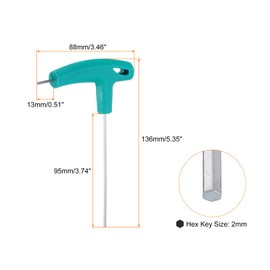 sourcing map T-Handle Hex Key Wrench 2mm Metric CR-V T-Key Inner Hexagon Wrenches Spanner Repair Tool for Automotive Household Maintenance, Blue