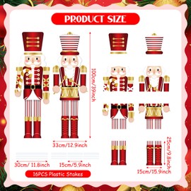 2Pcs Christmas Nutcracker Yard Signs Christmas Outdoor Yard Lawn Decorations (red gold)