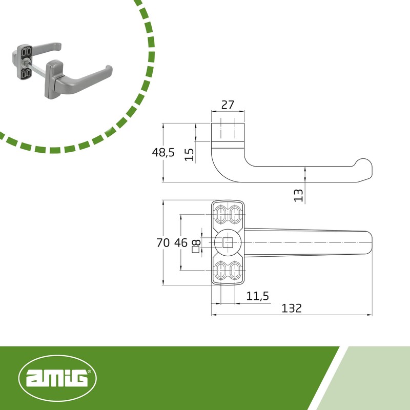 Amig - Set of 2 Door Handle with Rose |