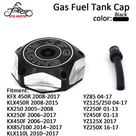 JFG RACING Dirt Bike Billet Gas Fuel Tank Cap Cover for KX85 KX100 14-23/KX250 05-08 19-23/KLX110L 10-20/KX250F KX450F 06-18/KX450 19-23/KLX450R 08-15 18-19/KFX450R 08-23-Black