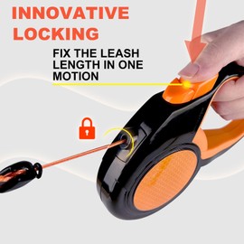 Durable Retractable Dog Leash with Safety Lock 16ft Adjustable Length, Ergonomic Grip & Tangle-Free Design for Small to Large Dogs up to 50/115 lbs