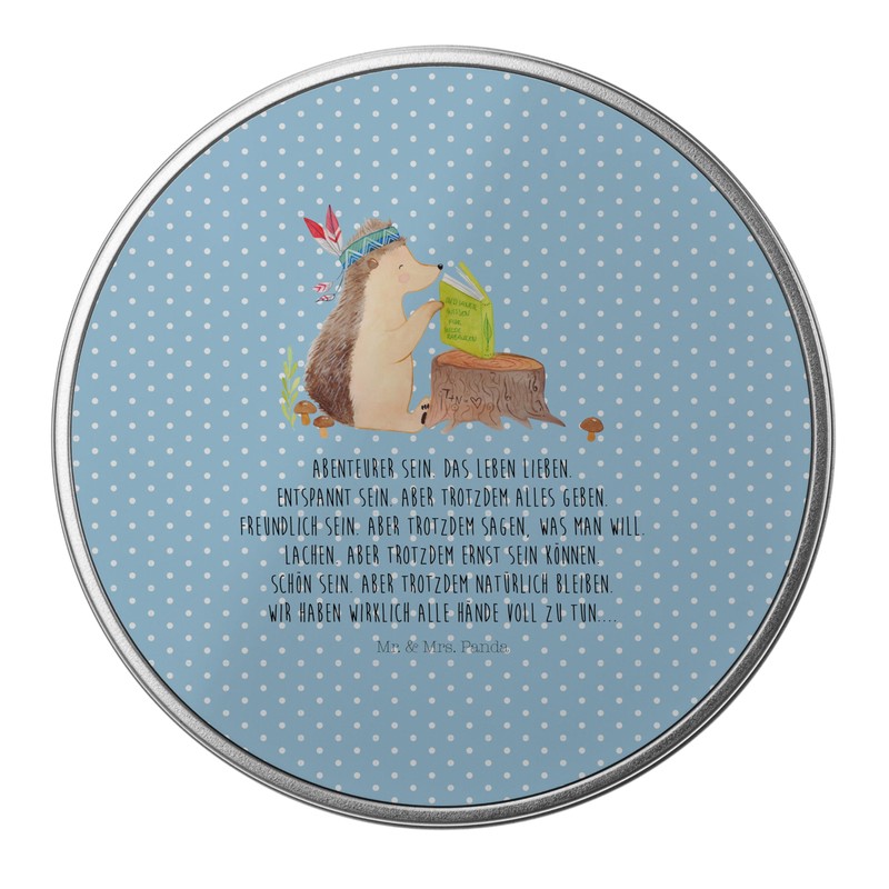 Mr. & Mrs. Panda Tin Box Round Hedgehog Feather Decoration