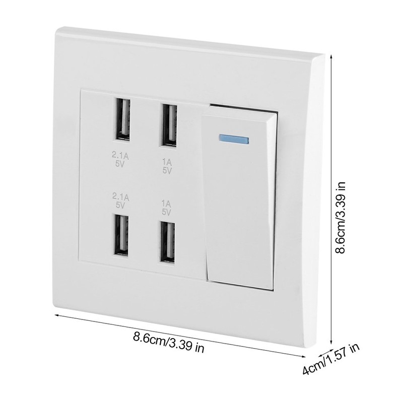 Fdit USB Wall Mounted Socket Intelligent Charger Outlet Panel Tool
